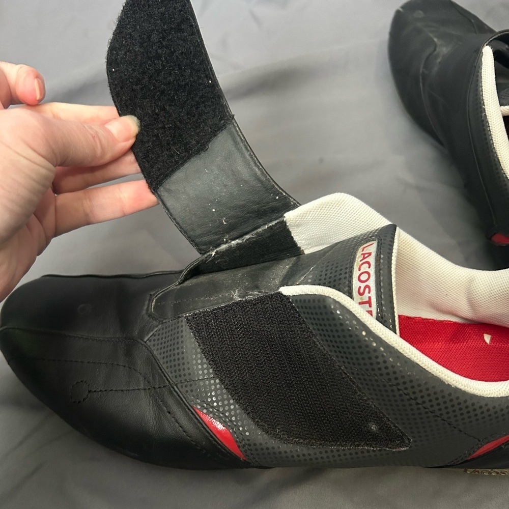 Lacoste Protect CRT low-top sneaker black red leather velcro closure Size 11.5 - Picture 7 of 10